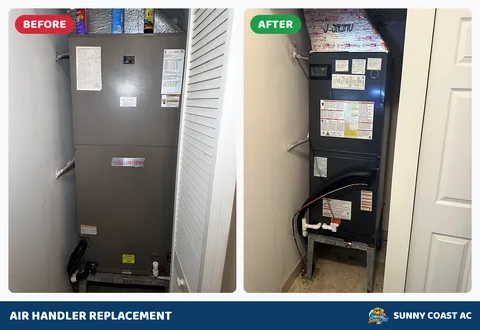 Before and after: air handler replacement by Sunny Coast AC