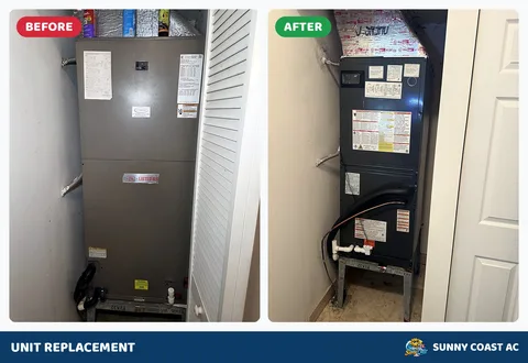 Before and after: unit replacement by Sunny Coast AC