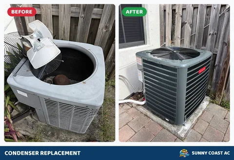 Before and after: condenser replacement by Sunny Coast AC