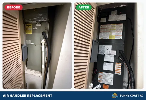 Before and after: air handler replacement by Sunny Coast AC