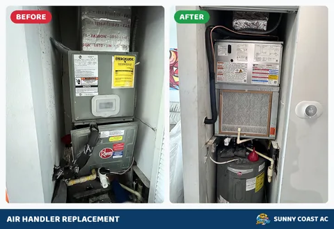 Before and after: air handler replacement by Sunny Coast AC