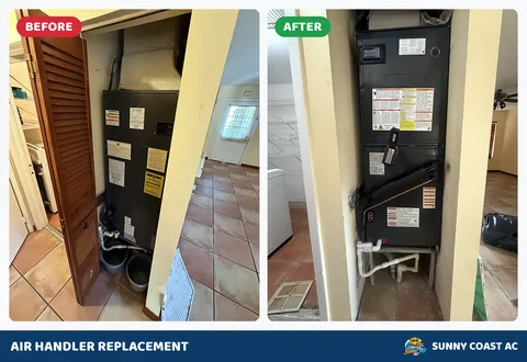 Before and after: air handler replacement by Sunny Coast AC
