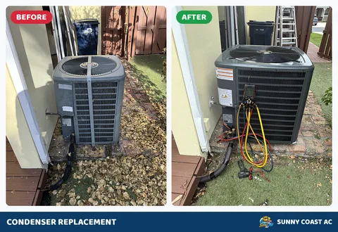 Before and after: condenser replacement by Sunny Coast AC