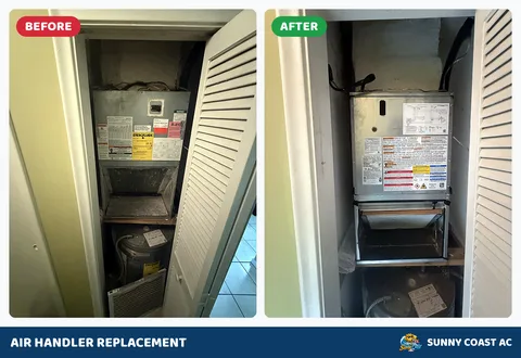 Before and after: air handler replacement by Sunny Coast AC