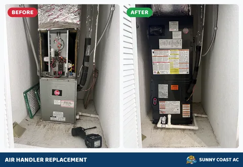 Before and after: air handler replacement by Sunny Coast AC