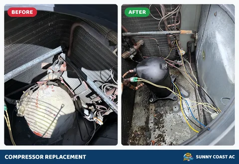 Before and after: compressor replacement by Sunny Coast AC