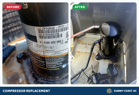 Before and after: compressor replacement by Sunny Coast AC