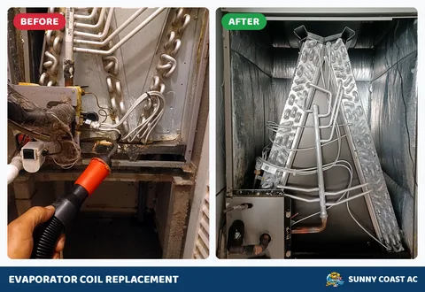Before and after: evaporator coil replacement by Sunny Coast AC